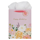 Purple Floral Happy Birthday Gift Bag LG Portrait