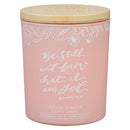 Pink Be Still Ps. 46:10 Glass Candle w/Bamboo Lid