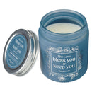 Bless You and Keep You Num. 6:24 Glass Candle w/Screw Top Lid Blue