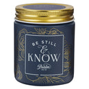 Be Still Ps. 46:10 Glass Candle w/Screw Top Lid Navy