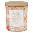 Consider How the Wildflowers Grow Luke 12:27 Glass Candle w/Bamboo Lid Floral