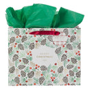 Gift Bag LG Landscape Merry Christmas Plaid Luke 2:14