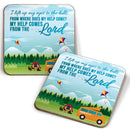 I lift up my eyes coaster
