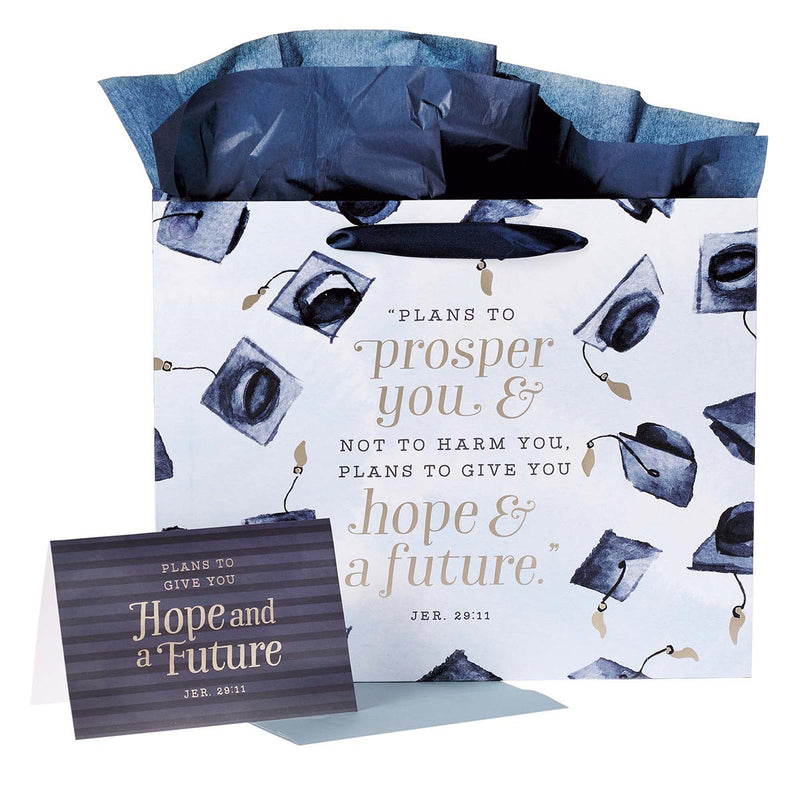 Gift Bag w/ Card LG Landscape Blue Hope & a Future Grad Jer. 29:11