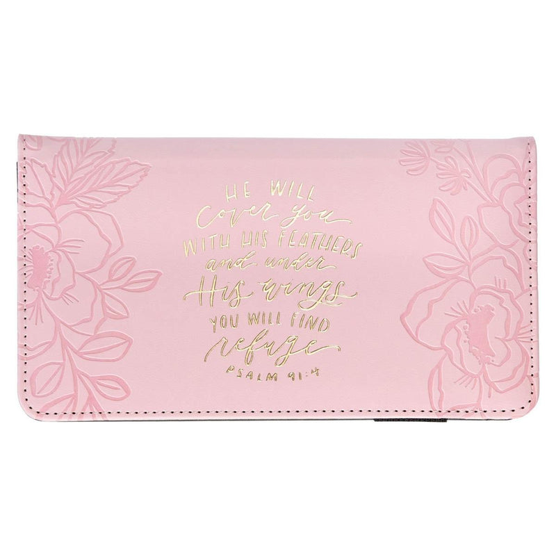 He Will Cover You Ps. 91:4 Checkbook Wallet Pink