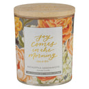 Joy Comes in the Morning Ps. 30:5 Glass Candle w/Bamboo Lid  Floral