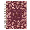 With God Matt. 19:26 Journal Spiral-bound Pink Floral
