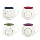Mug Set 4pc Christmas Wreath