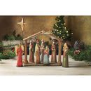 Set of 9, Resin Nativity set with house and cross, 6.5"H