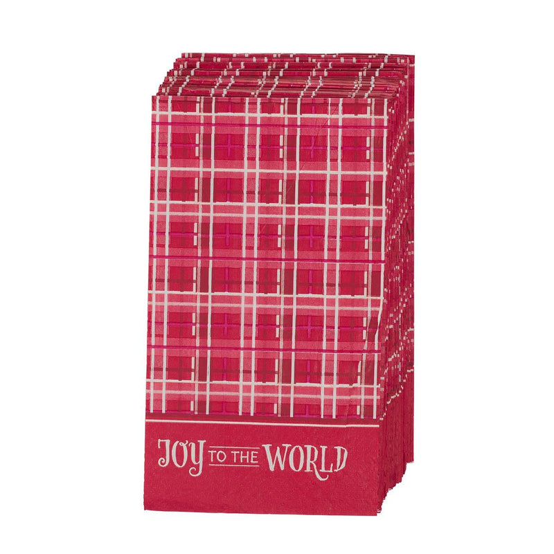 Dinner Napkin Paper 12pc Joy to the World Plaid