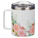 Be strong aFind Joy Pink Floral Camp-style Stainless Steel Mugnd courageous - Joshua 1:9