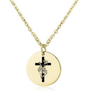Cross with flowers necklace gold stainless steel