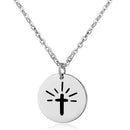 Kruis met stralen ketting zilver stainless steel