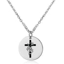 Kruis met bloemen ketting zilver stainless steel