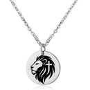 Leeuw met kruis ketting zilver stainless steel