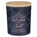 Sweet Friendship Glass Candle w/Bamboo Lid Navy