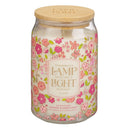 Lamp For My Feet Ps. 119:105 Glass Candle w/Bamboo Lid Pink Floral