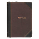 Man of God 1 Tim 6:11 Journal Classic Zip Two-tone Brown and Black Zippered