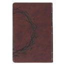 KJV Bible Personal Size LG print Faux Leather Brown Crown of Thorns
