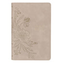 KJV Bible Personal Size LG print Faux Leather Taupe Floral