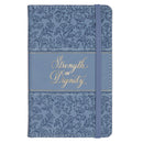Strength And Dignity Prov. 31:25 Small Notebook with Elastic Closure Faux Hardcover Blue