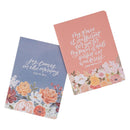Joy comes in the morning Notebook Set Medium 2pc Blue Pink Floral