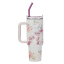 Walk By Faith 2 Cor. 5:7 Tumbler w/straw SS White Floral
