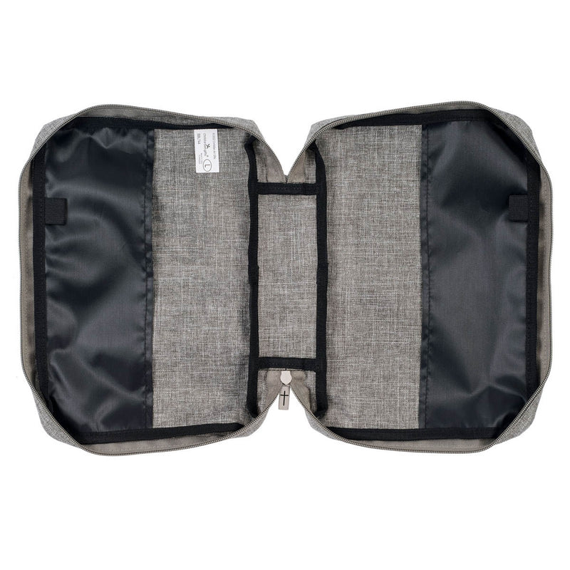 Strong & Courageous Josh. 1:9 Bible Cover Gray. LARGE