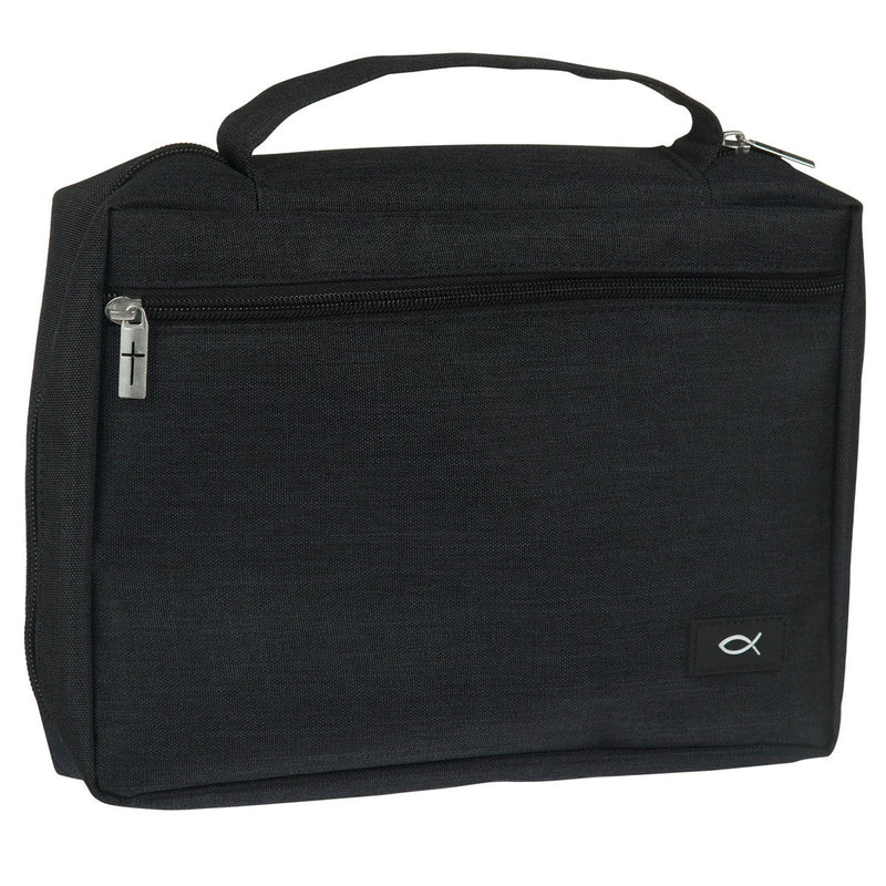 Ichthus Patch Black Bible Cover LARGE