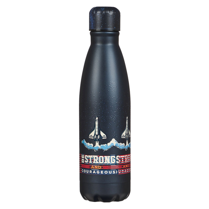 Water Bottle SS Navy Strong and Courageous Josh. 1:9