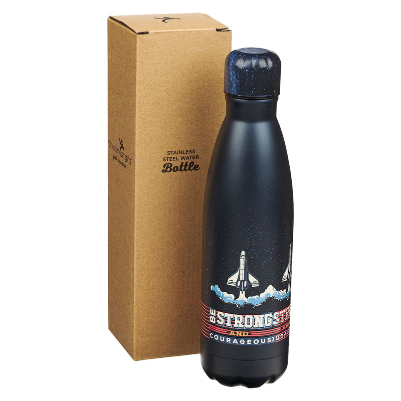 Water Bottle SS Navy Strong and Courageous Josh. 1:9