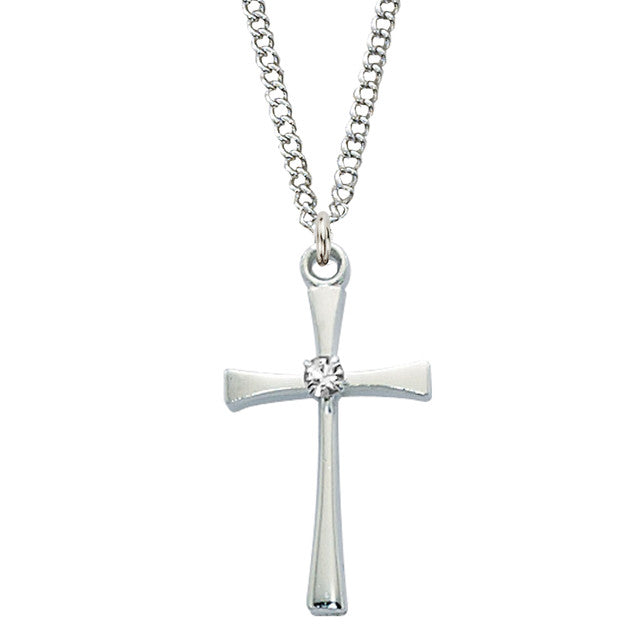 Cross flared with stone in giftbox