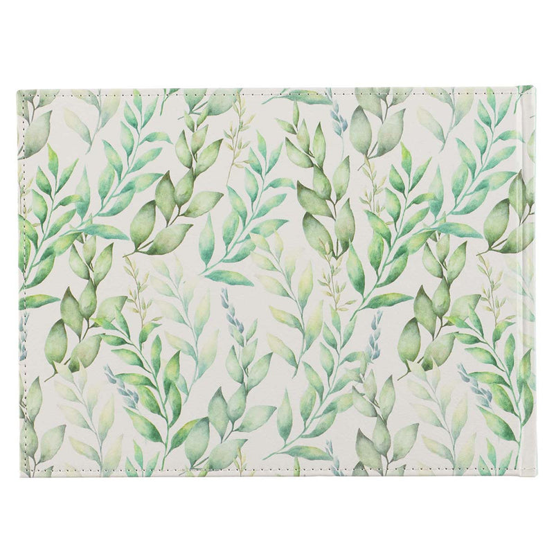 Green Leaves White and Green Faux Leathe