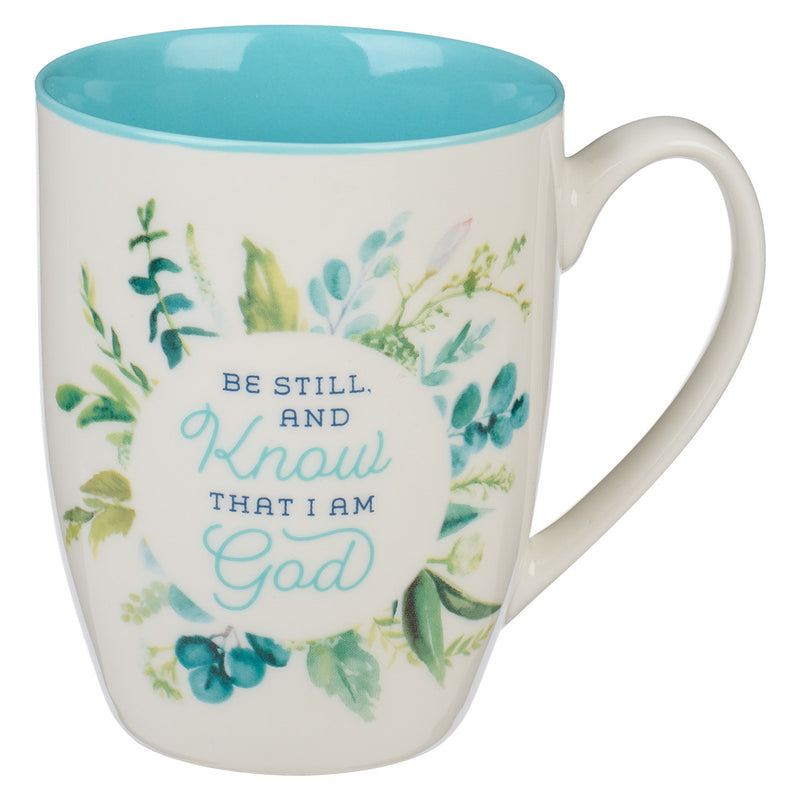 Be Still and Know Teal Floral Ceramic Co