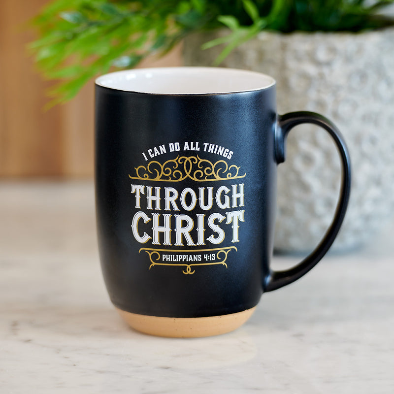 Through Christ Black Ceramic Coffee Mug