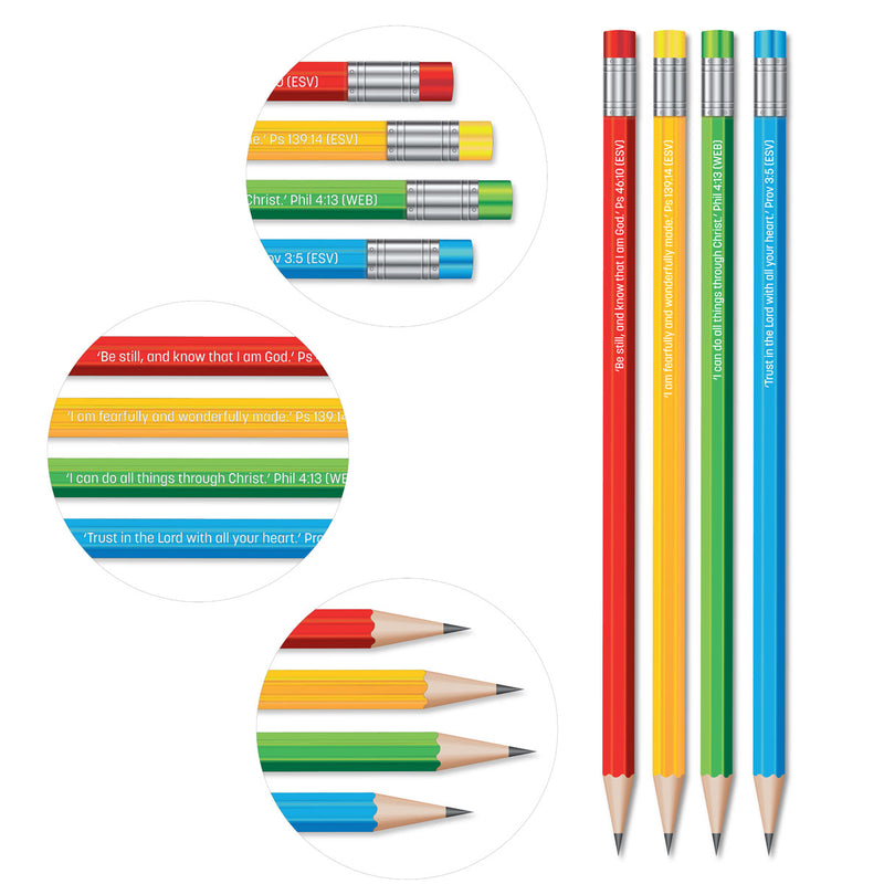 72 Graphite Pencils with Bible verses