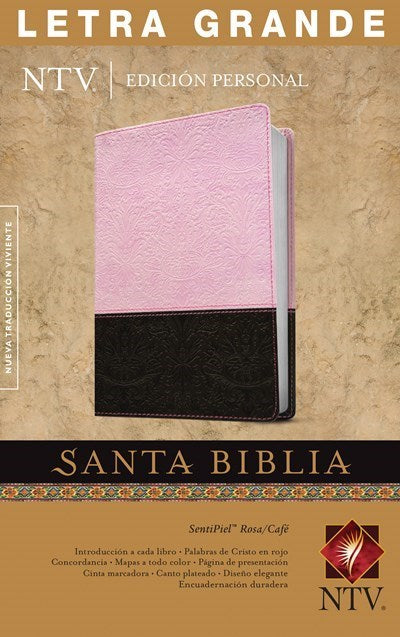 Span-NTV Personal Size Large Print Bible (Edicion Personal Letra Grande)-Pink/Brown TuTone Indexed 