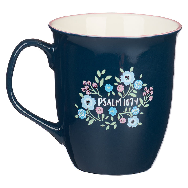 God is Good Navy Floral Ceramic Coffee M