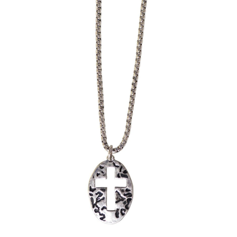 Oval charm with cross - 56 cm