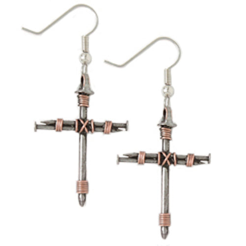 Nail cross earrings