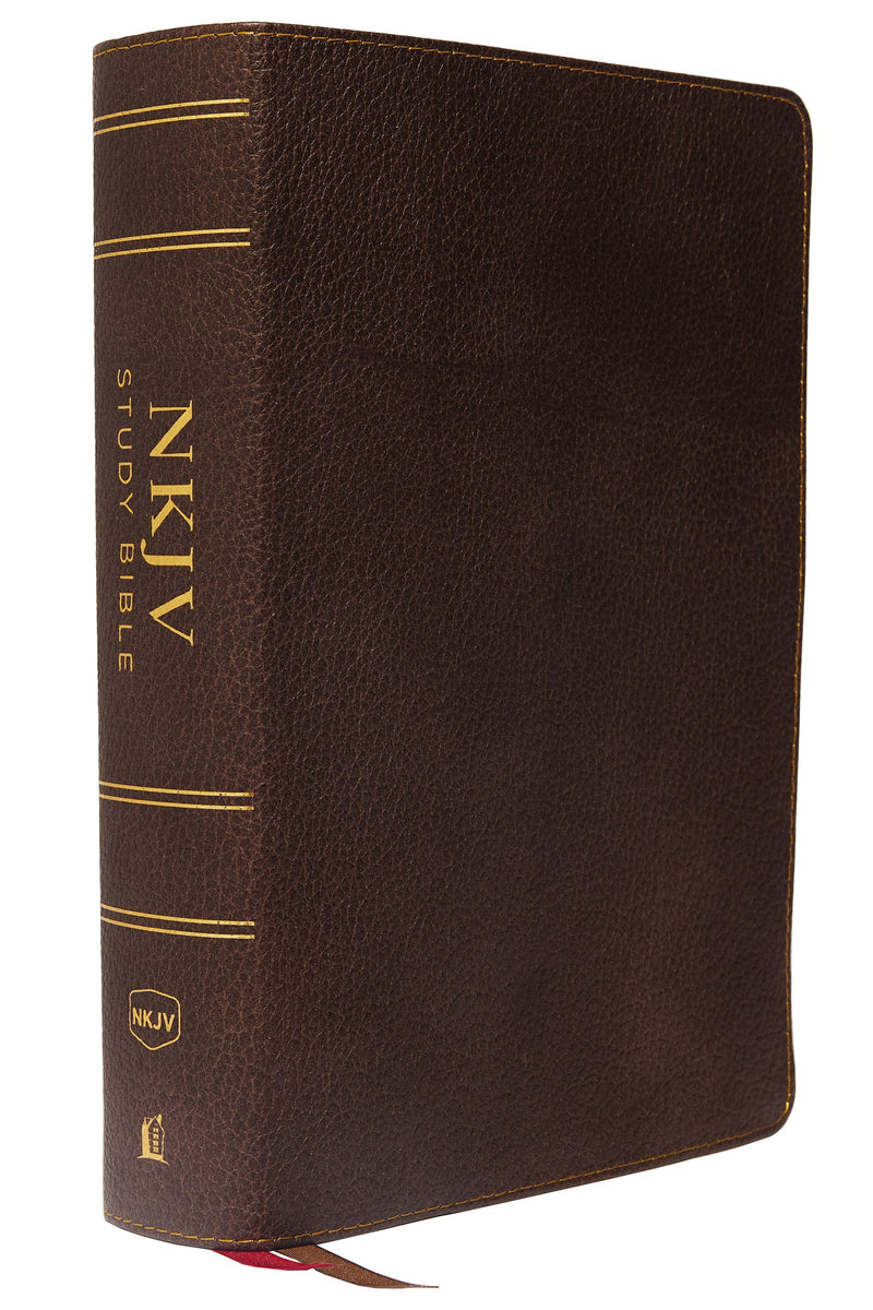 NKJV Study Bible (Full-Color) (Comfort Print)-Brown Genuine Leather Indexed