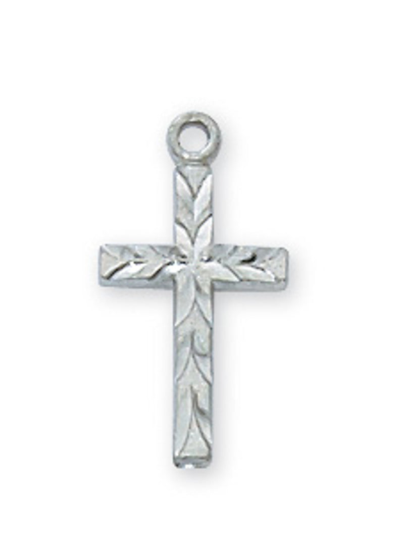 Cross engraved silver 13x10mm in giftbox