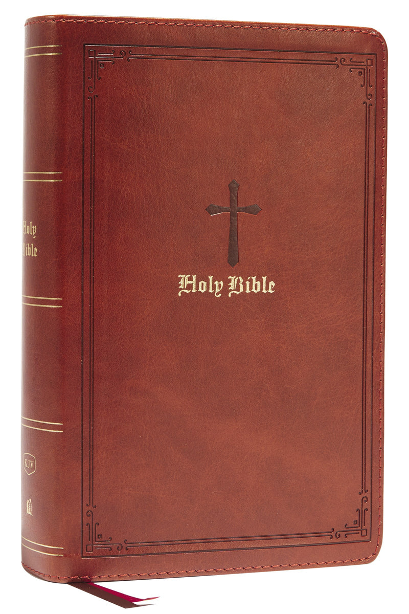 KJV Personal Size Large Print Single-Column Reference Bible (Comfort Print)-Brown Leathersoft