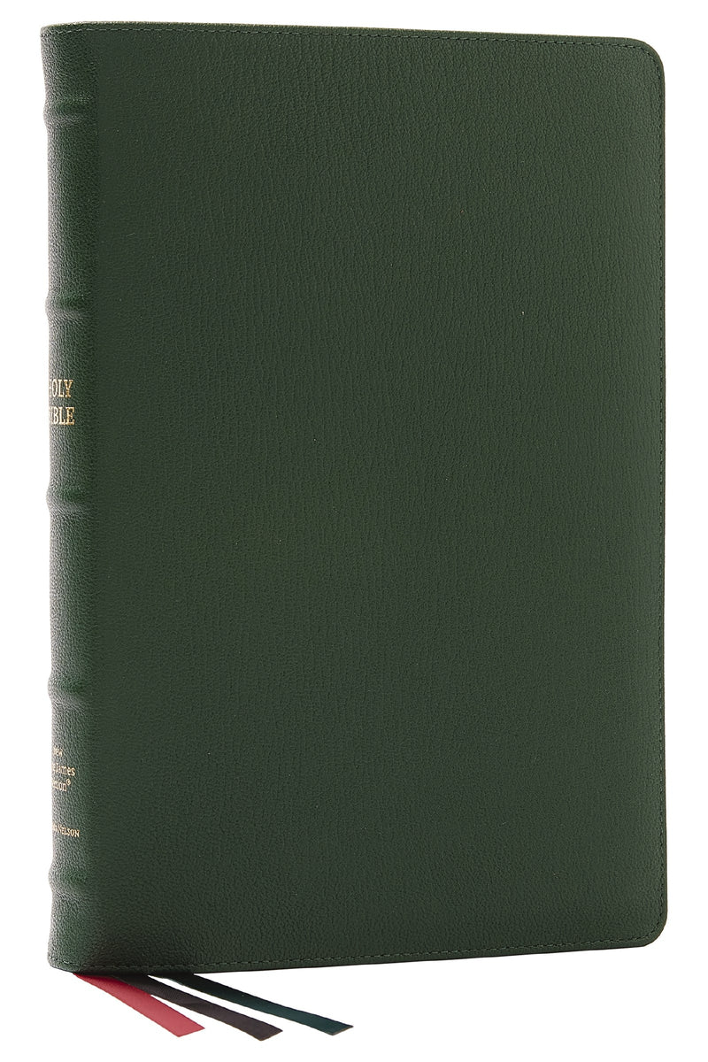 NKJV Thinline Reference Bible/Large Print (Comfort Print)-Green Premium Goatskin Leather