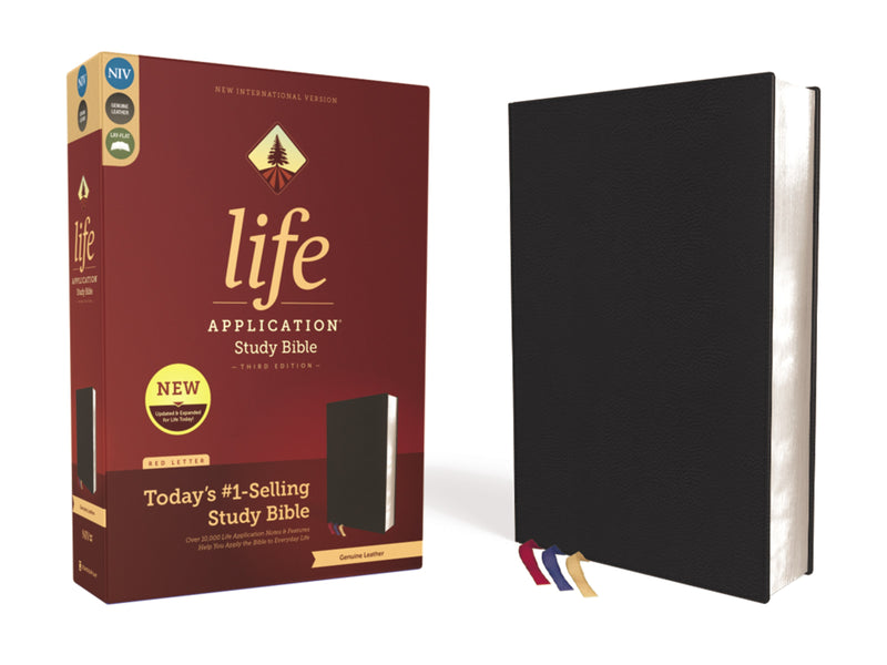 NIV Life Application Study Bible (Third Edition) Black Genuine Cowhide Leather