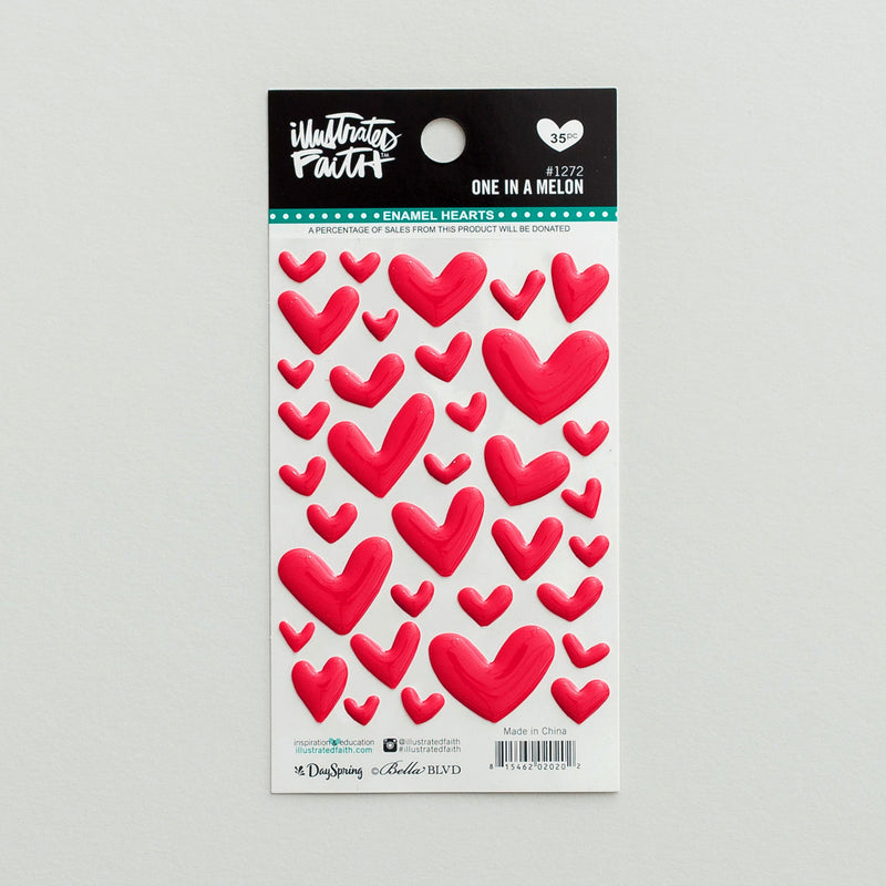 Melon pink - Cardstock stickers hearts