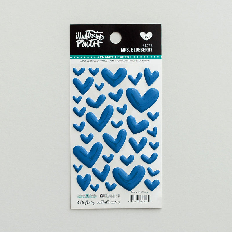 Blueberry - Cardstock stickers hearts