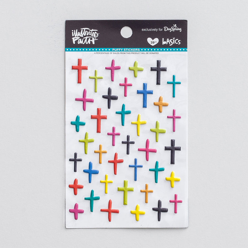 Mixed color crosses - Puffy stickers