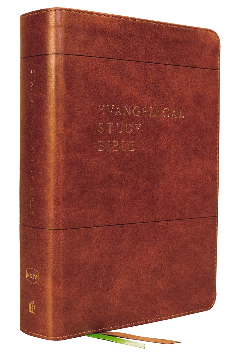 NKJV Evangelical Study Bible (Comfort Print)-Brown Leathersoft Indexed