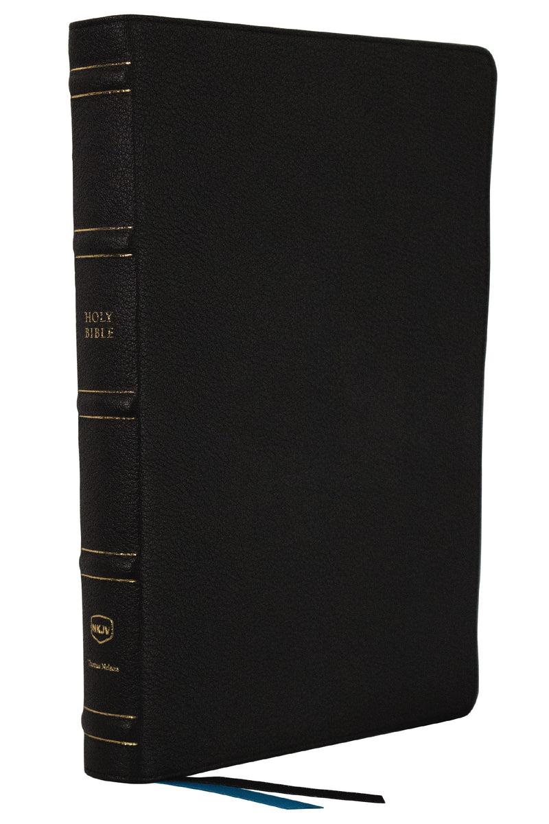 NKJV Large Print Thinline Reference Bible  Blue Letter (Comfort Print)-Black Genuine Leather